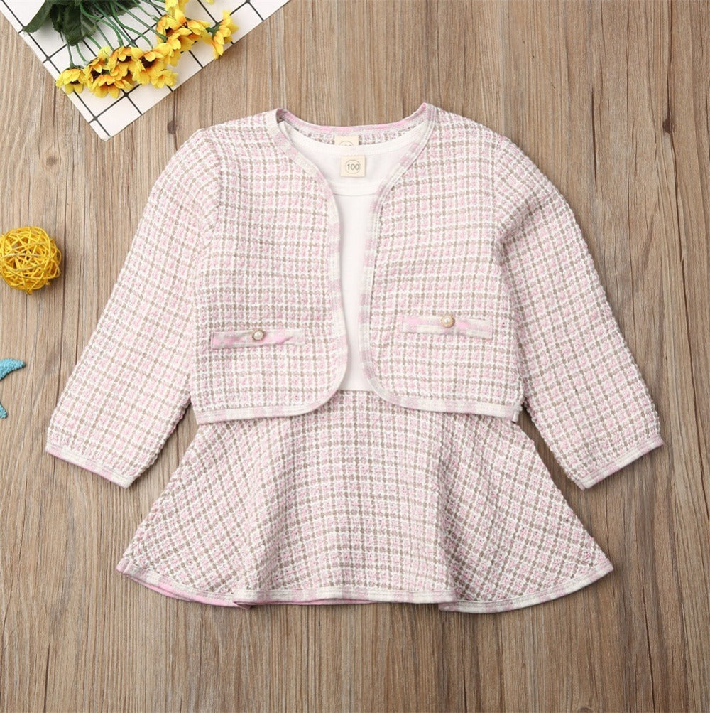 Baby Girl 2-Piece Knit Dress Set – Cozy & Stylish