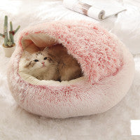 2-in-1 Round Plush Winter Bed for Cats & Dogs