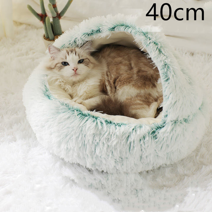 2-in-1 Round Plush Winter Bed for Cats & Dogs