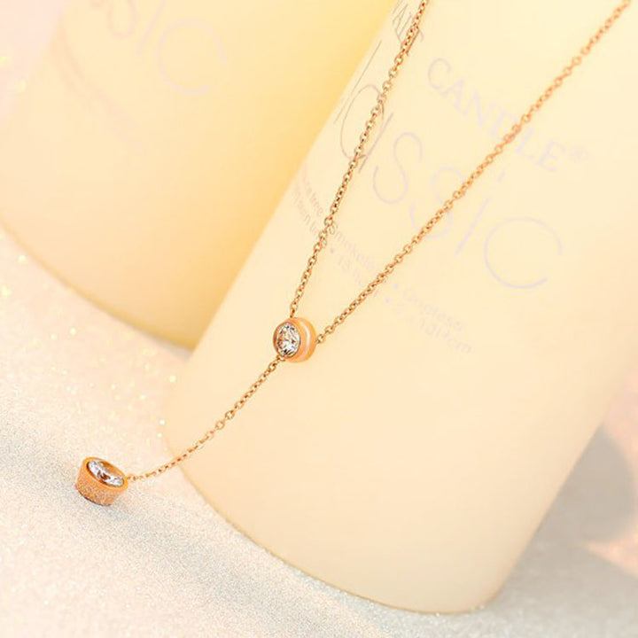 18K Rose Gold Plated Single Stone Necklace