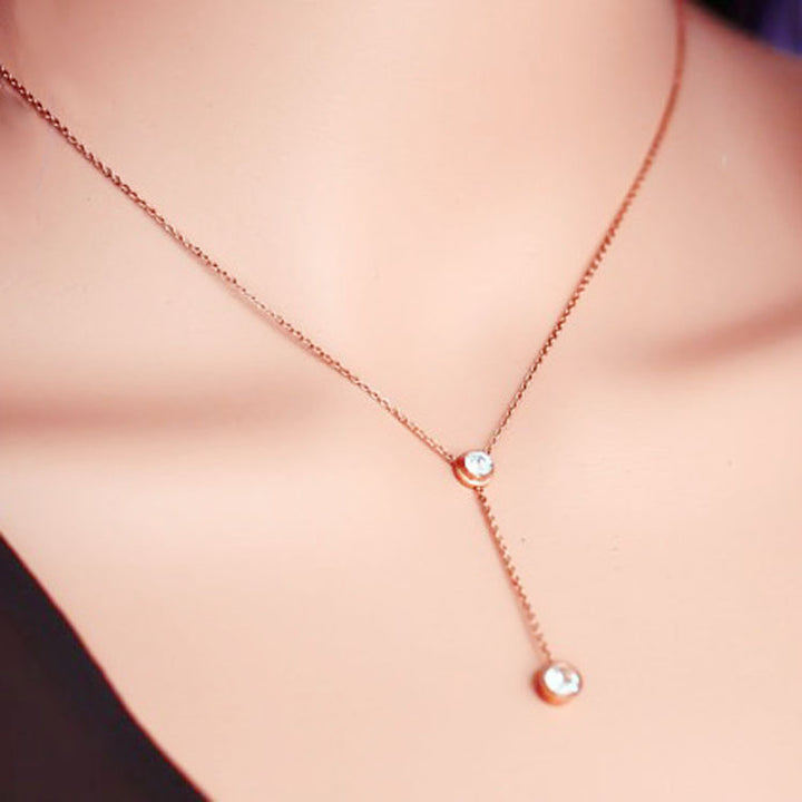 18K Rose Gold Plated Single Stone Necklace