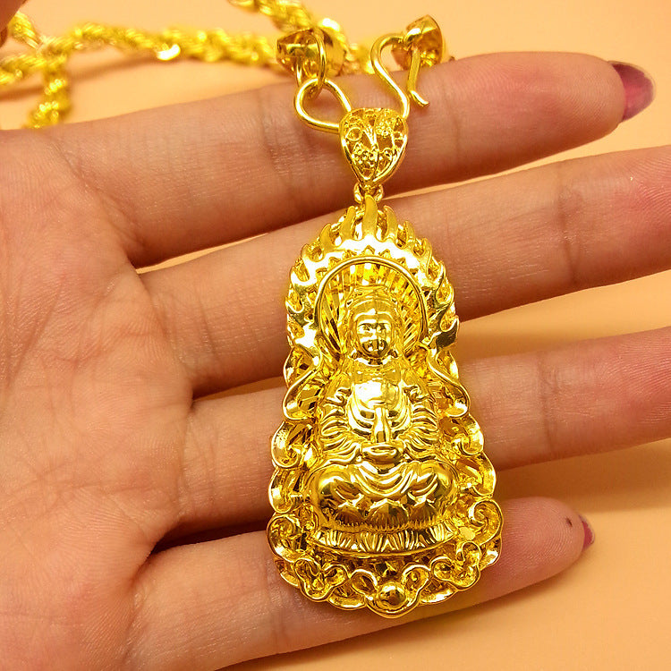 Hemp Rope Gold Necklace – Geometric Copper Pendant for Men