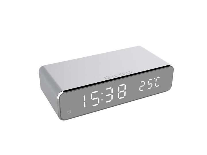 LED Alarm Clock + Wireless Charger & Thermometer