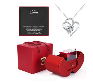 Eternal Rose Jewelry Box – Handmade Rose & Necklace Gift