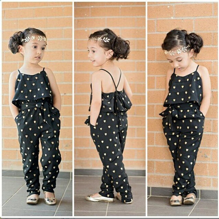 Summer Kids Girls Polka Dot Jumpsuit Set – Cotton & Cute