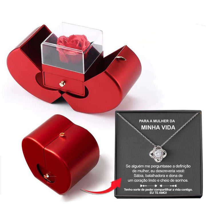 Eternal Rose Jewelry Box – Handmade Rose & Necklace Gift